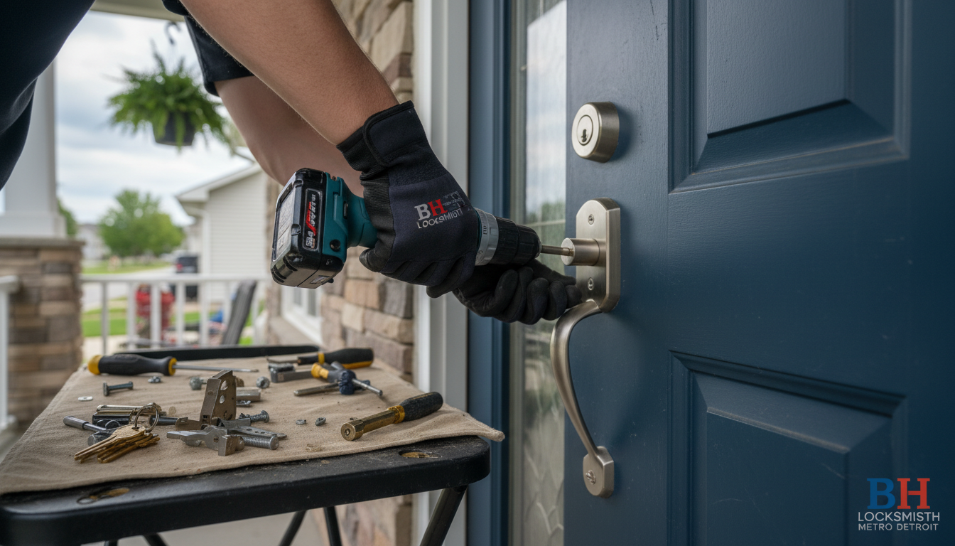 Residential deadbolt installation — BH Locksmith Metro Detroit, Metro Detroit, MI