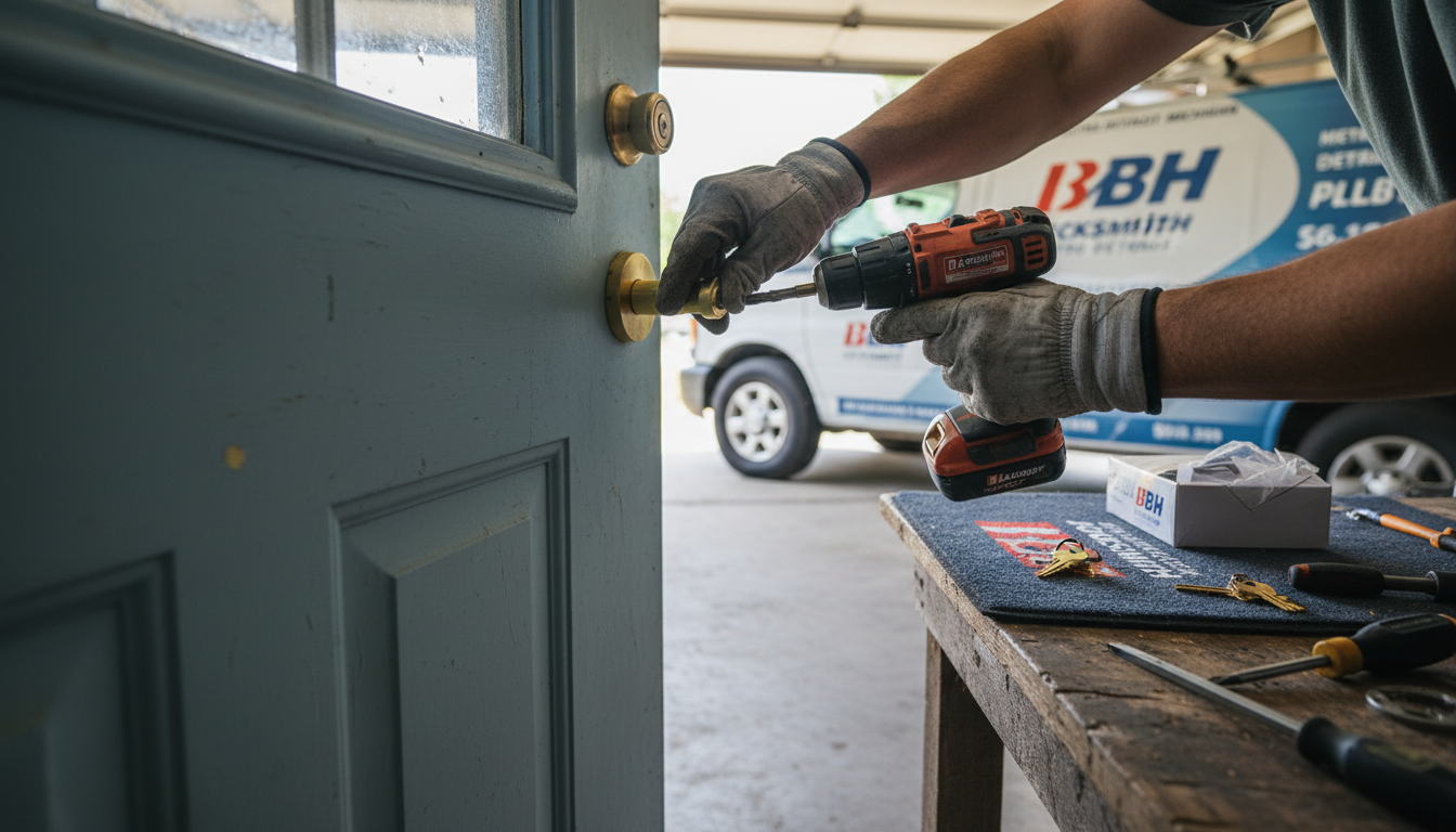 Garage side door deadbolt — BH Locksmith Metro Detroit, Metro Detroit, MI