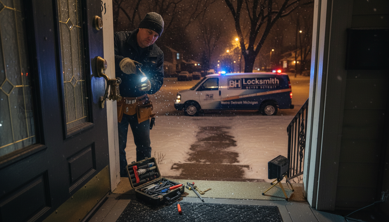 Emergency lockout at night — BH Locksmith Metro Detroit, Metro Detroit, MI